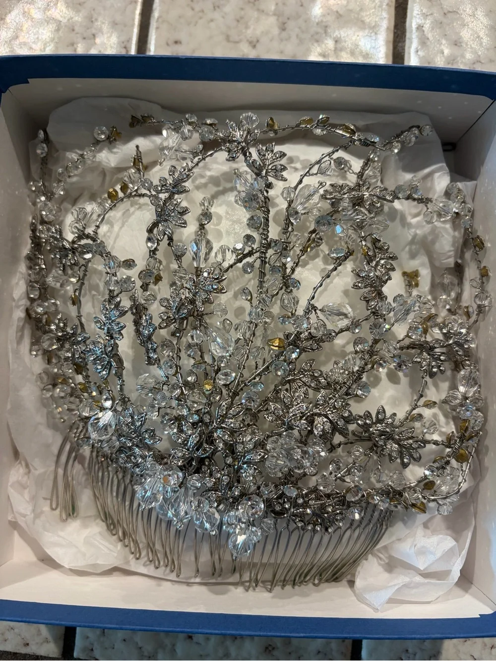 Bel Aire Bridal Crystal Floral Tiara Headpiece Crown – Wedding